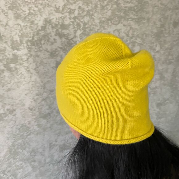 Cos 100% Cashmere Mustard Yellow Beanie Winter Knit Hat One Size NWT - Picture 7 of 7